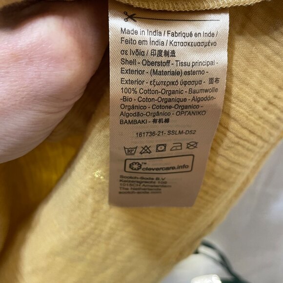 Scotch and Soda Deep Yellow 100% Cotton Top-Sz L - Picture 8 of 8